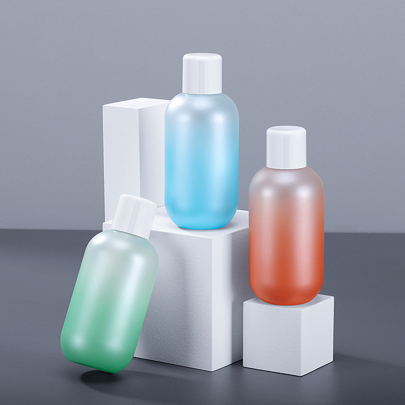 Cosmetic Packaging Containers 180ml PET Lotion Pump Bottle Gradient Plastic Shampoo Shower Gel Bottle Plastic Packaging