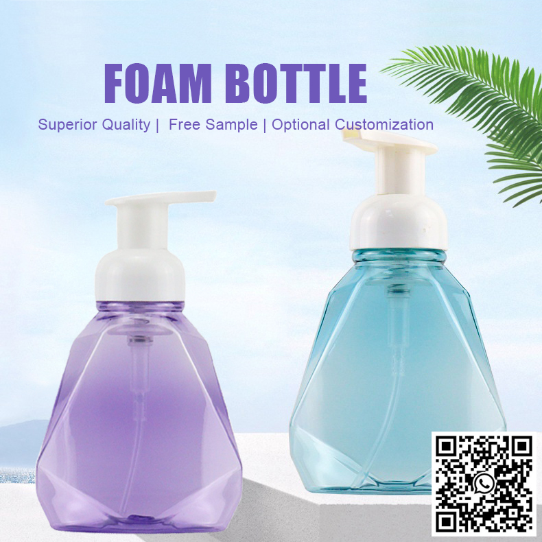 300ml Cosmetic Foam Bottle Translucent Plastic Cosmetic Packaging Container PET Face Wash Bottle