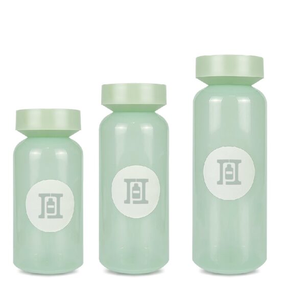 100ml, 160ml, 200ml PET Translucent Green Bottle High-end Skin Care PKG Set Plastic Cream Jar Cosmetic Packaging - COSMETIC PACKAGING - 1