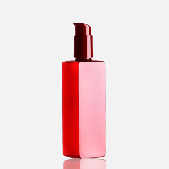 200ml Cosmetic Bottle Red Square Lotion Bottle for Skincare Refillable Lotion Pump Bottle PET Cosmetic Packaging