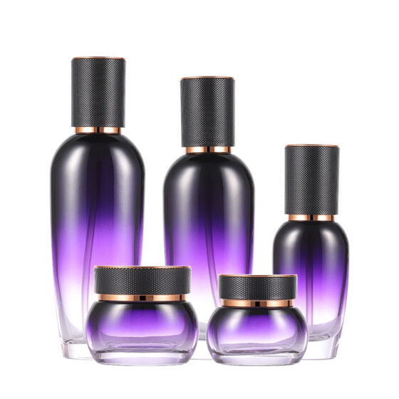 Gradient Purple Glass Bottle Glass Jar Skincare Packaging Bottles Empty Cosmetic Packaging Set