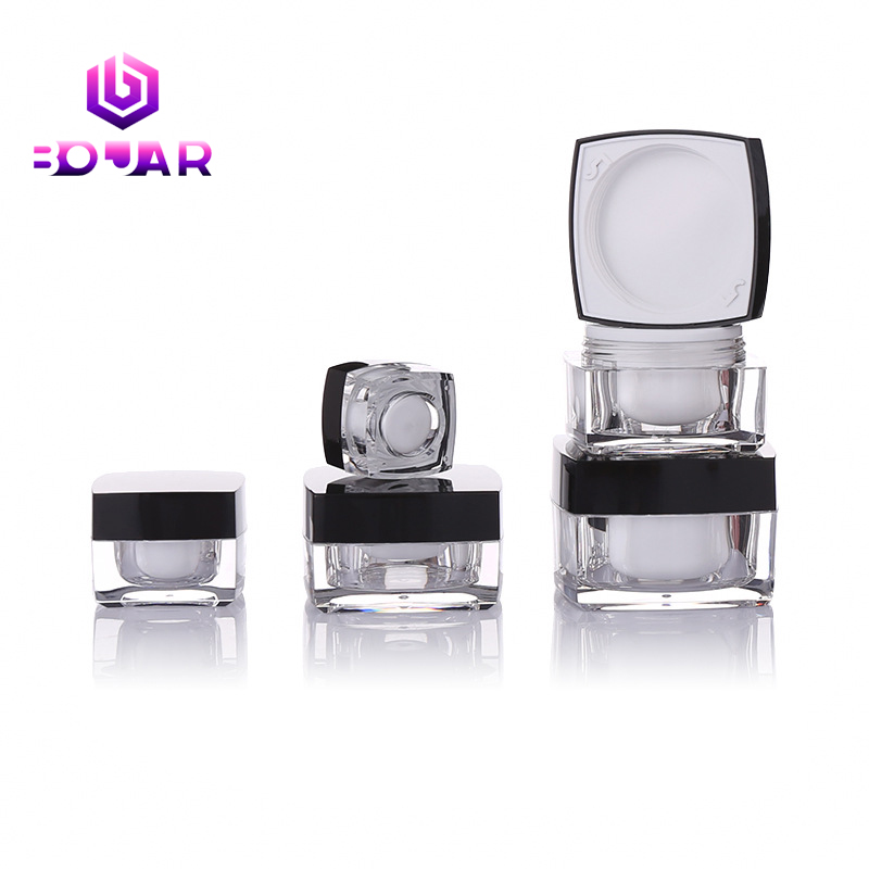 PMMA Square Cream Bottle Cosmetic Packaging Bottle Transparent Square Acrylic Empty Bottle Face Cream Sample Bottle