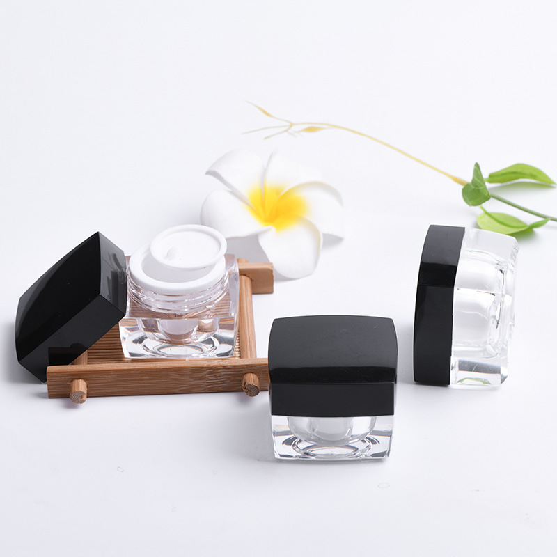 PMMA Square Cream Bottle Cosmetic Packaging Bottle Transparent Square Acrylic Empty Bottle Face Cream Sample Bottle - COSMETIC PACKAGING - 2